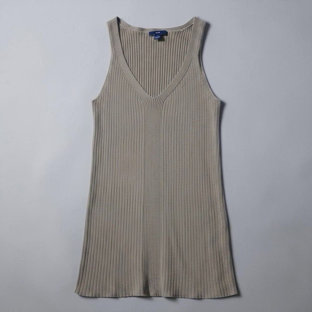 Vintage GAP Tank Top Womens SMALL Brown Ribbed Knit V-Neck Cotton Y2K Clueless